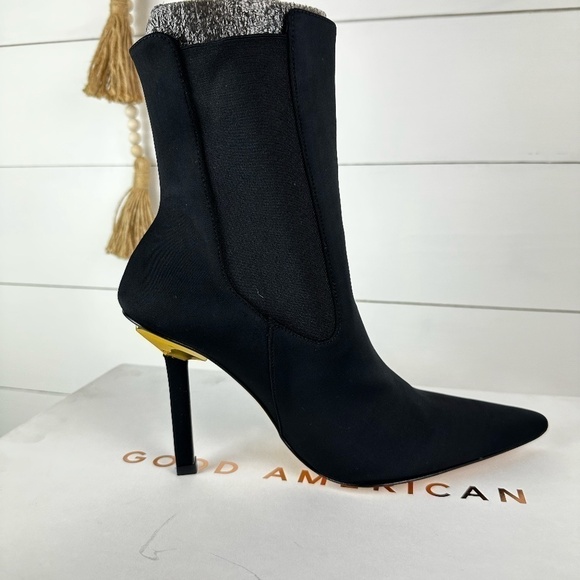 NIB Good American High Kickstand Suede Bootie in Black Size 9 - Picture 7 of 7